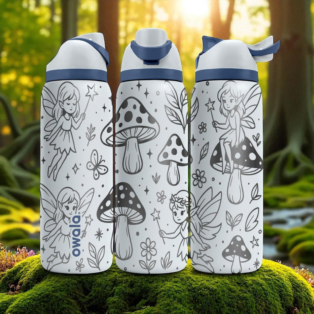 Owala Fairy Tumbler – 16oz 24oz 32oz 40oz – Enchanted Forest Cup with Mushrooms and Wings – Magical Gift for Girls and Nature Lovers