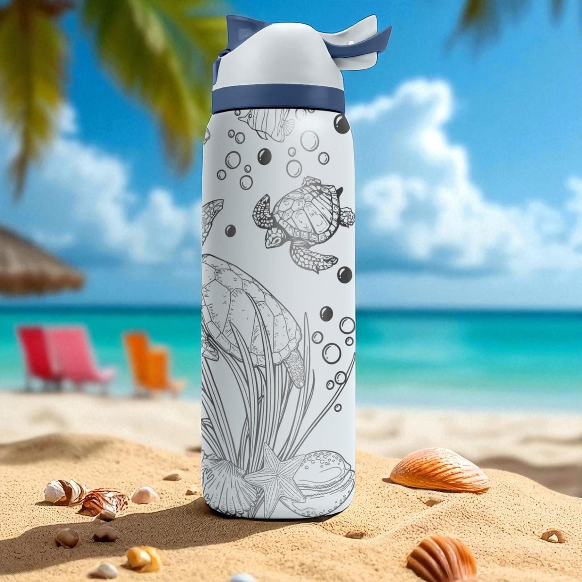 Sea Turtle Engraved Owala Tumbler – 16oz 24oz 32oz 40oz Ocean Life Cup – Coastal Gift for Her or Him