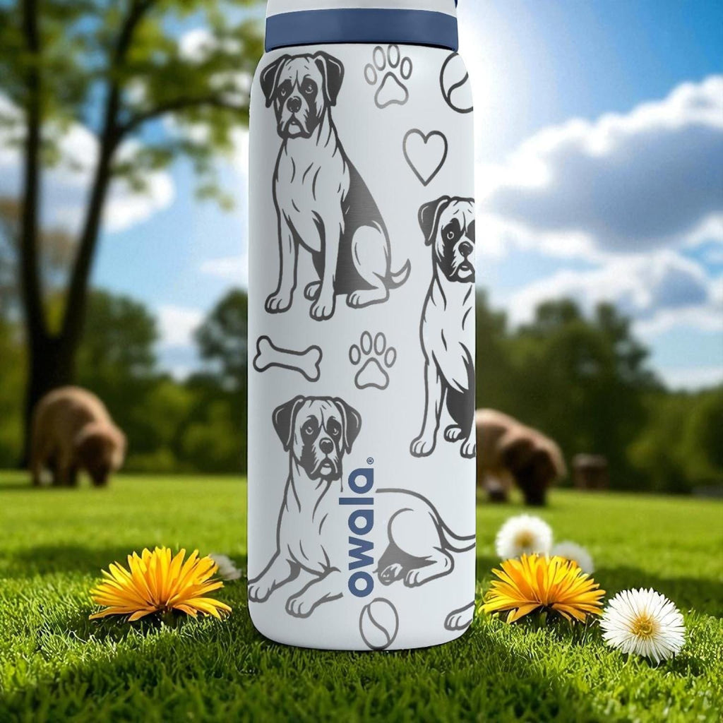 Boxer Dog Engraved Owala Bottle – Cute Gift for Boxer Lovers – 16oz 24oz 32oz 40oz Personalized Stainless Water Bottle