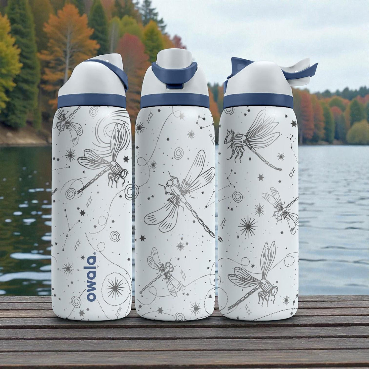 Dragonfly Engraved Owala Bottle – Celestial Insect & Star Pattern – Nature Lover Stainless Steel Cup 16oz 24oz 32oz 40oz  ⸻