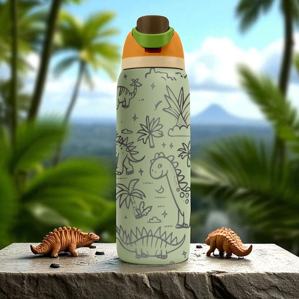 Dinosaur Engraved Owala Tumbler – 16oz 24oz 32oz 40oz Jurassic FreeSip Cup with Prehistoric Wrap – Gift for Kids and Dino Fans