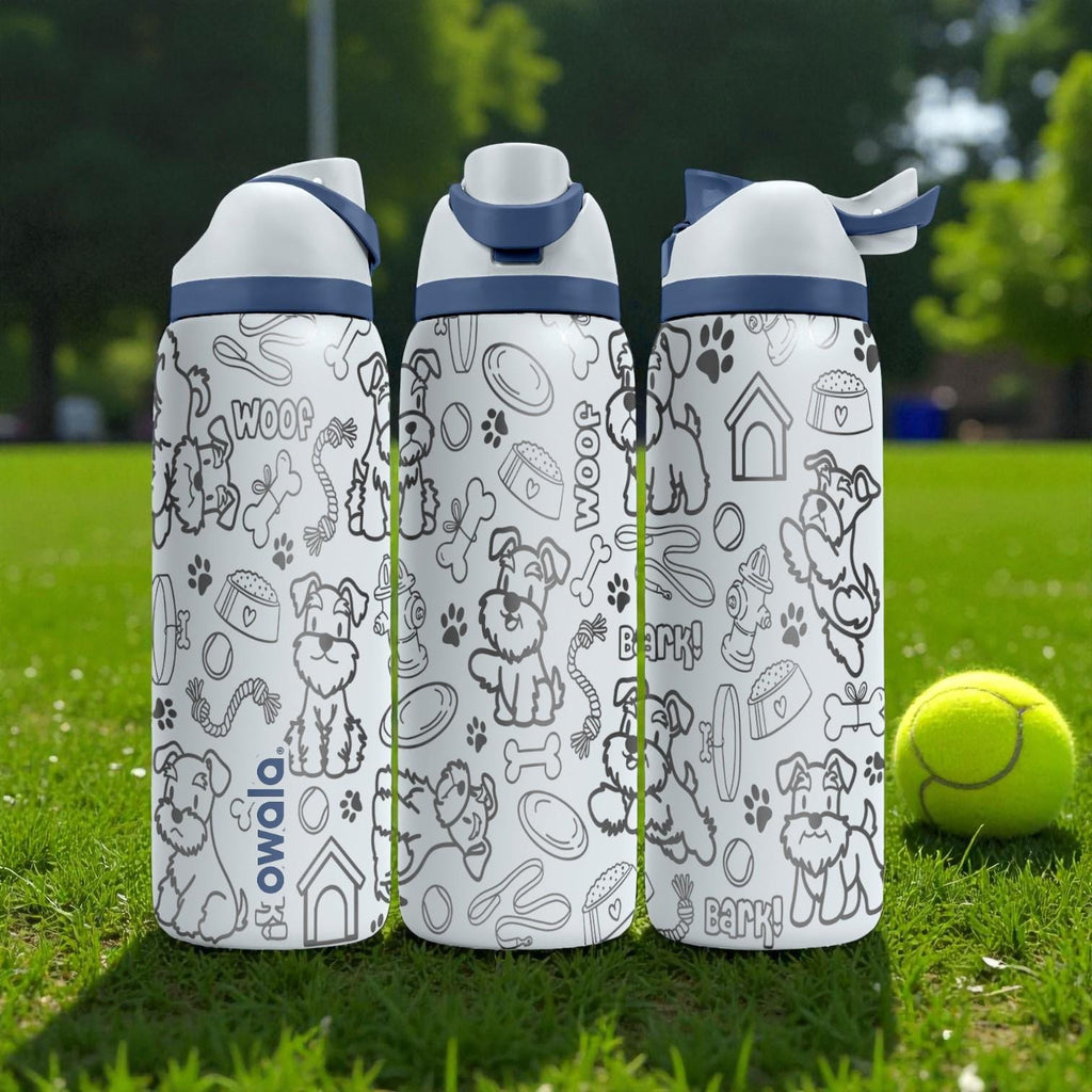 Schnauzer Dog Lover Engraved Owala Bottle – Cute Pup, Bones & Paw Print Pattern – Pet Owner Gift Stainless Cup 16oz 24oz 32oz 40oz  ⸻