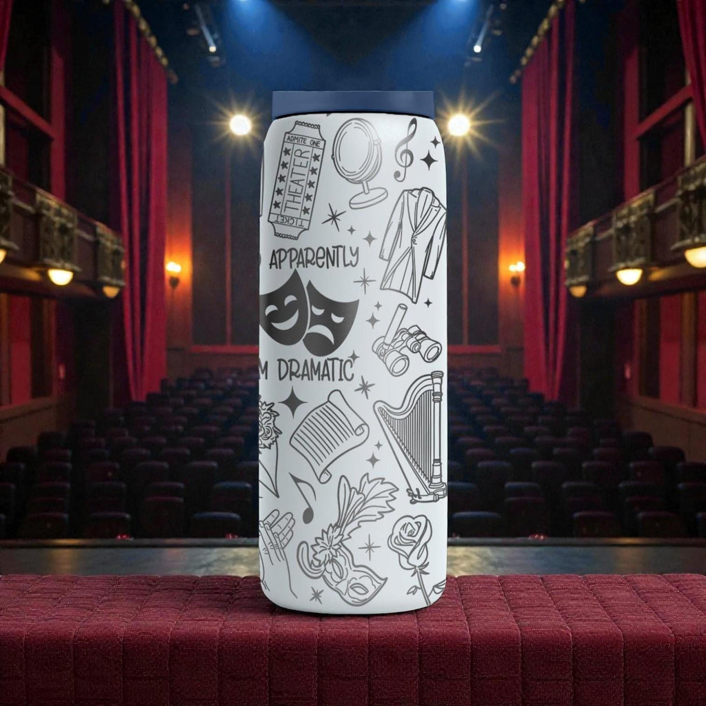 Theatre Engraved Owala Bottle – Drama Masks, Stage Props & Musical Icons – Performer Gift Stainless Cup 16oz 24oz 32oz 40oz  ⸻