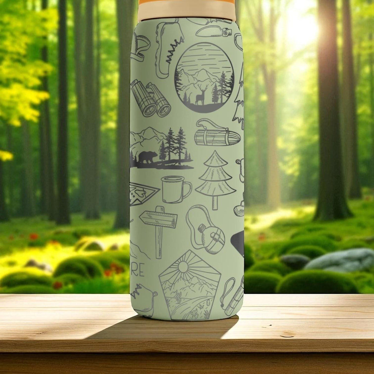 Engraved Adventure Tumbler – Owala Water Bottle for Hiking and Camping – Mountain Nature Design – 16oz 24oz 32oz 40oz