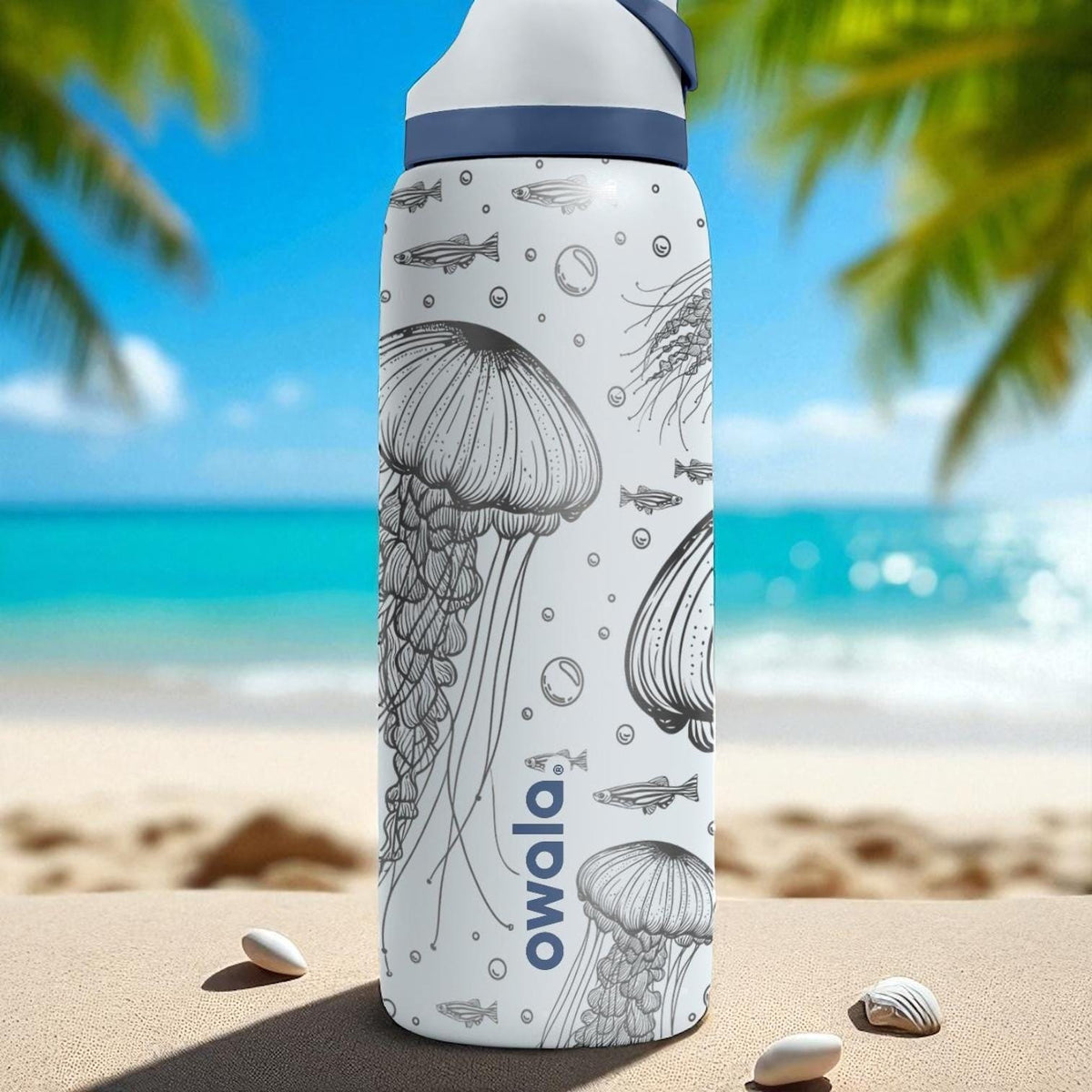 Jellyfish Engraved Owala Tumbler – Ocean Vibes Gift 40oz 32oz 24oz – Marine Sea Life Laser Etched Water Bottle