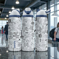 Travel Engraved Owala Bottle – Airplane & Adventure Pattern – Traveler Gift Stainless Cup 16oz 24oz 32oz 40oz  ⸻