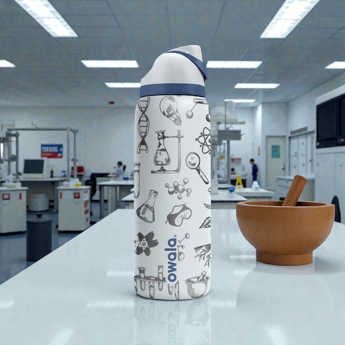 Science Biology Engraved Owala Bottle – Microscope, DNA & Lab Tools Pattern – STEM Gift Stainless Cup 16oz 24oz 32oz 40oz  ⸻