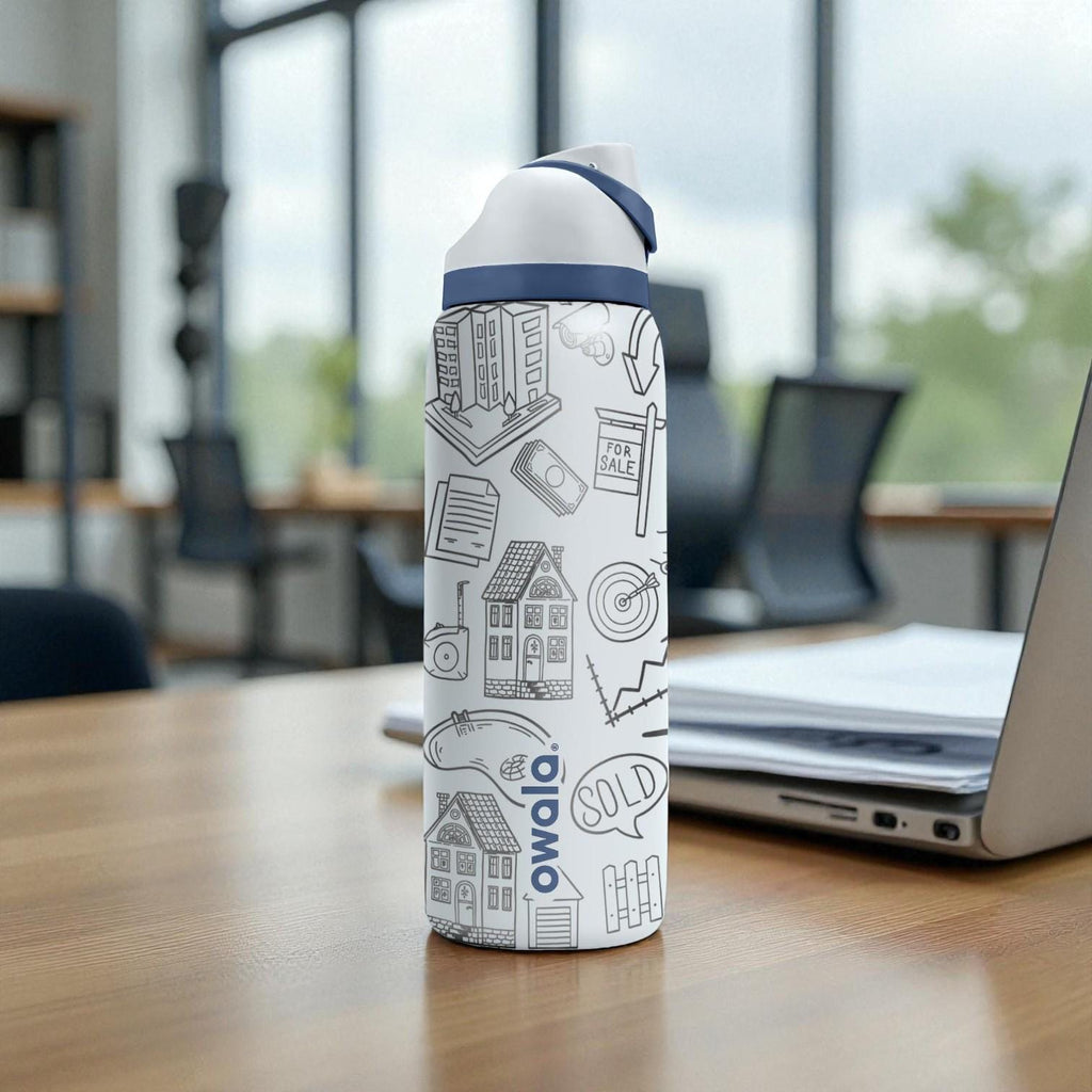 Real Estate Engraved Owala Bottle – Realtor & Home Buyer Pattern – Real Estate Agent Gift Stainless Cup 16oz 24oz 32oz 40oz  ⸻