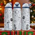 Christmas Owala Engraved Tumbler – Holiday Laser Gift – Santa, Tree, Gifts, Snowman Design – 40oz 32oz 24oz Bottle