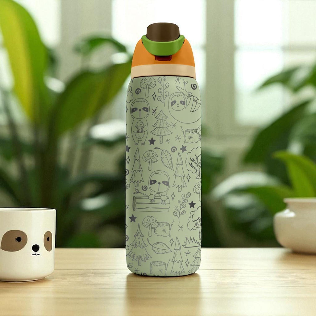 Cute Sloth Engraved Owala Tumbler – 16oz 24oz 32oz 40oz Forest Animal Cup – Gift for Slow Vibe Lovers