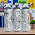 Back to School Owala Engraved Water Bottle – 16oz 24oz 32oz 40oz – Student Teacher Gift, Classroom Doodle Tumbler