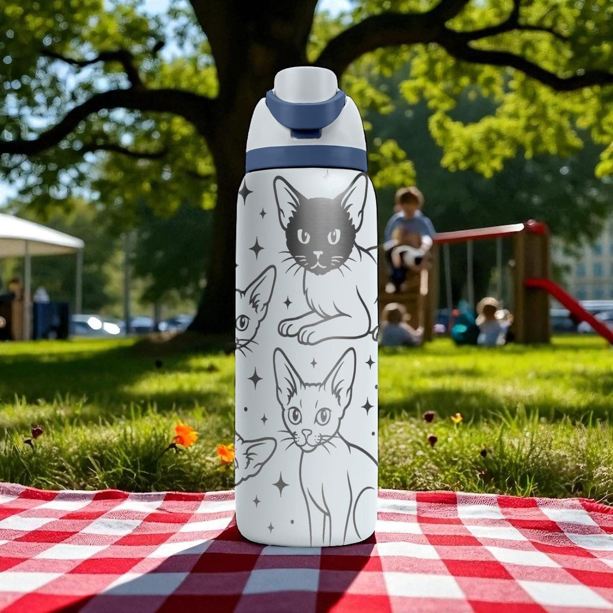 Devon Rex Owala Bottle – Cute Engraved Cat Lover Water Bottle – Curly Kitten Custom Gift for Pet Moms – 16oz 24oz 32oz 40oz