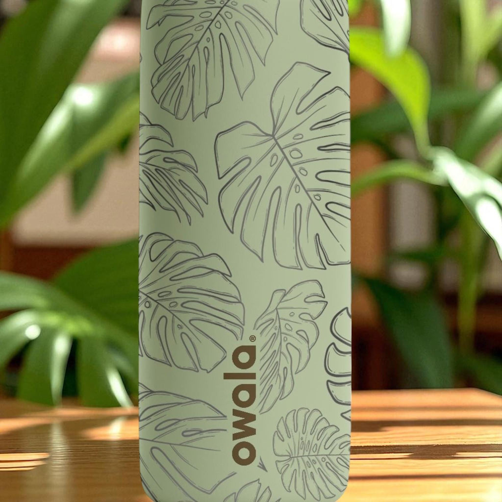 Monsterа Leaf Engraved Owala Tumbler – 16oz 24oz 32oz 40oz Tropical Plant FreeSip Cup – Botanical Design Gift