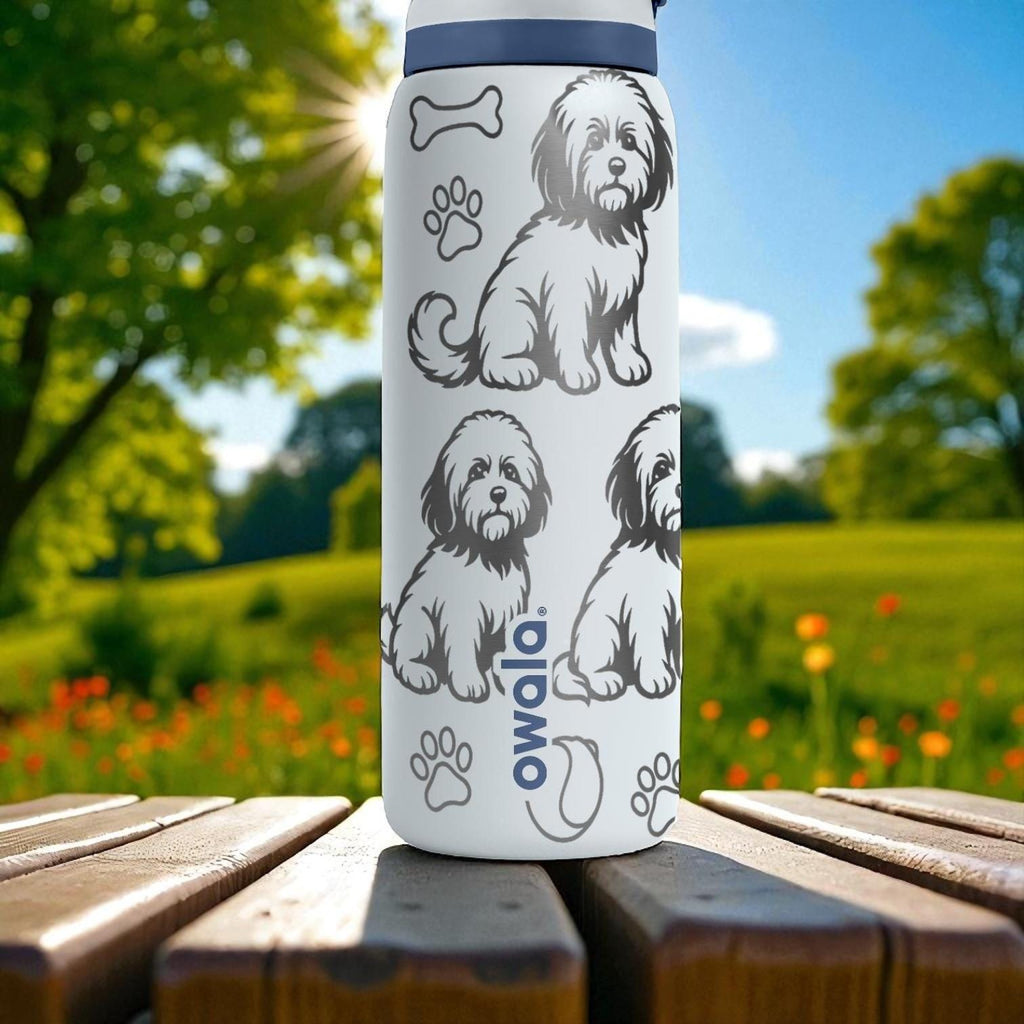 Havanese Dog Engraved Owala Bottle – Cute Fluffy Dog Gift for Pet Lovers – 16oz 24oz 32oz 40oz Personalized Water Bottle