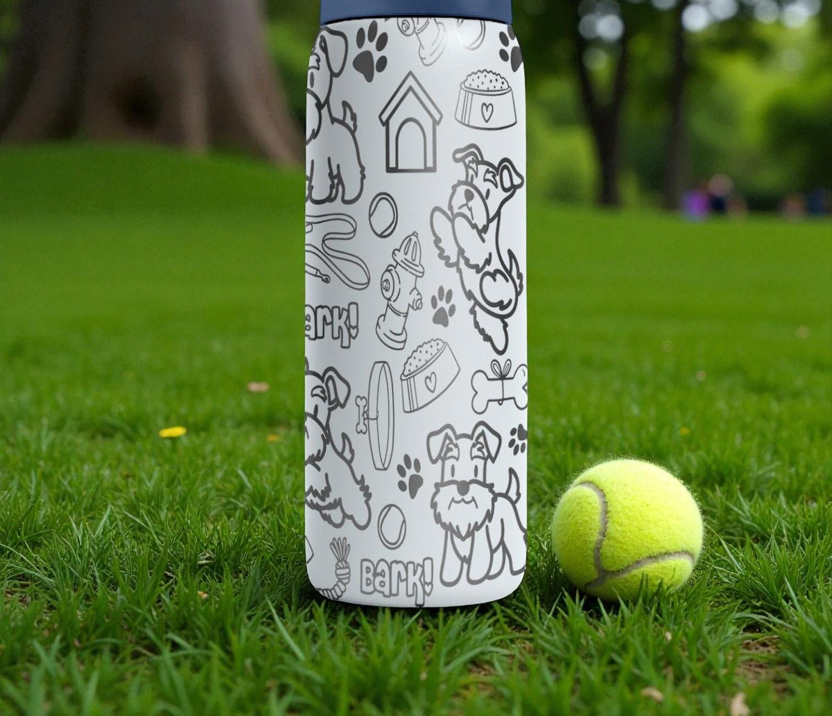 Schnauzer Dog Lover Engraved Owala Bottle – Cute Pup, Bones & Paw Print Pattern – Pet Owner Gift Stainless Cup 16oz 24oz 32oz 40oz  ⸻