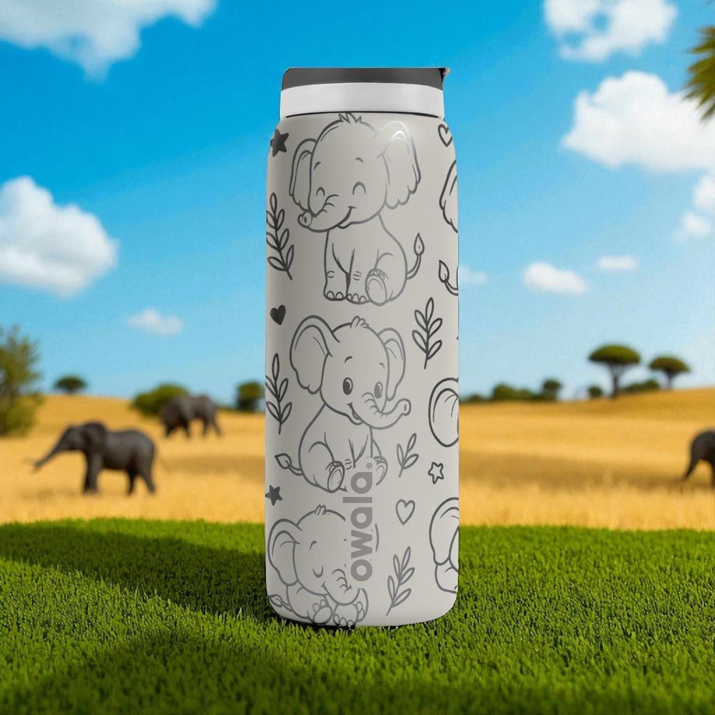 Owala Elephant Tumbler – 16oz 24oz 32oz 40oz – Cute Baby Elephant Cup for Kids – Engraved Jungle Animal Bottle – Gift for Little Ones
