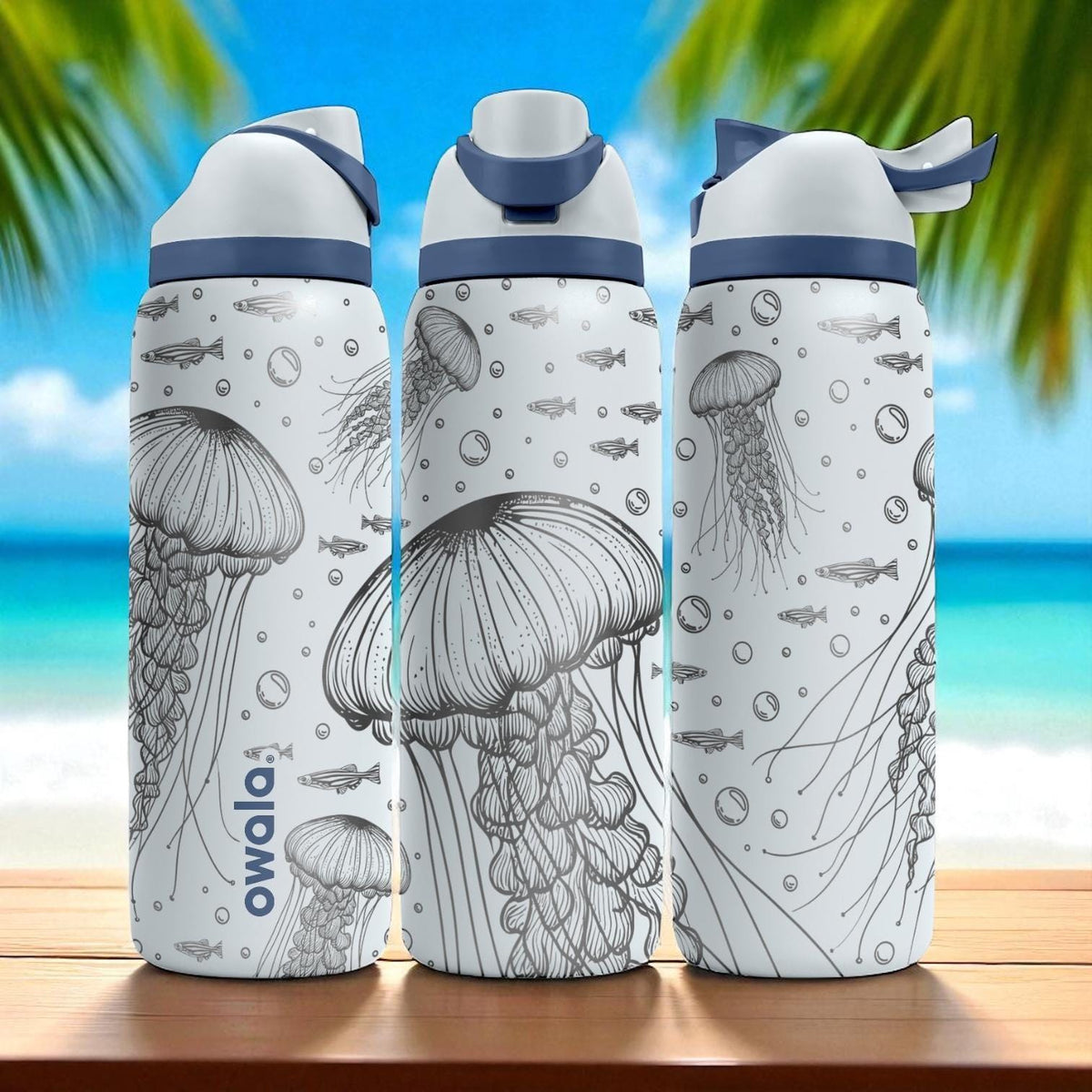 Jellyfish Engraved Owala Tumbler – Ocean Vibes Gift 40oz 32oz 24oz – Marine Sea Life Laser Etched Water Bottle