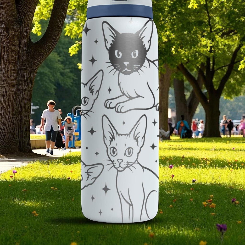 Devon Rex Owala Bottle – Cute Engraved Cat Lover Water Bottle – Curly Kitten Custom Gift for Pet Moms – 16oz 24oz 32oz 40oz