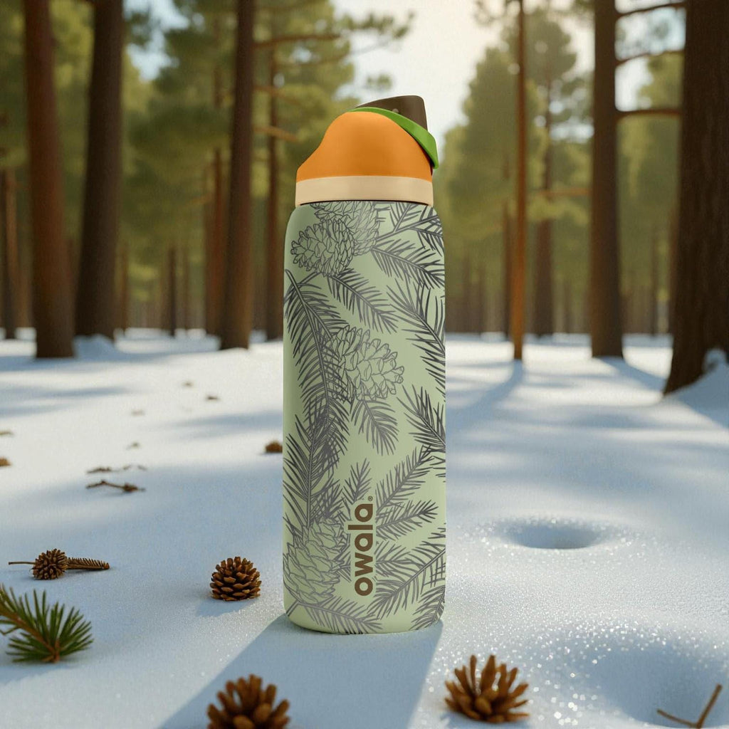 Pinecone Forest Engraved Owala Bottle – Winter Woodland Nature Design – Stainless Steel Cup 16oz 24oz 32oz 40oz  ⸻