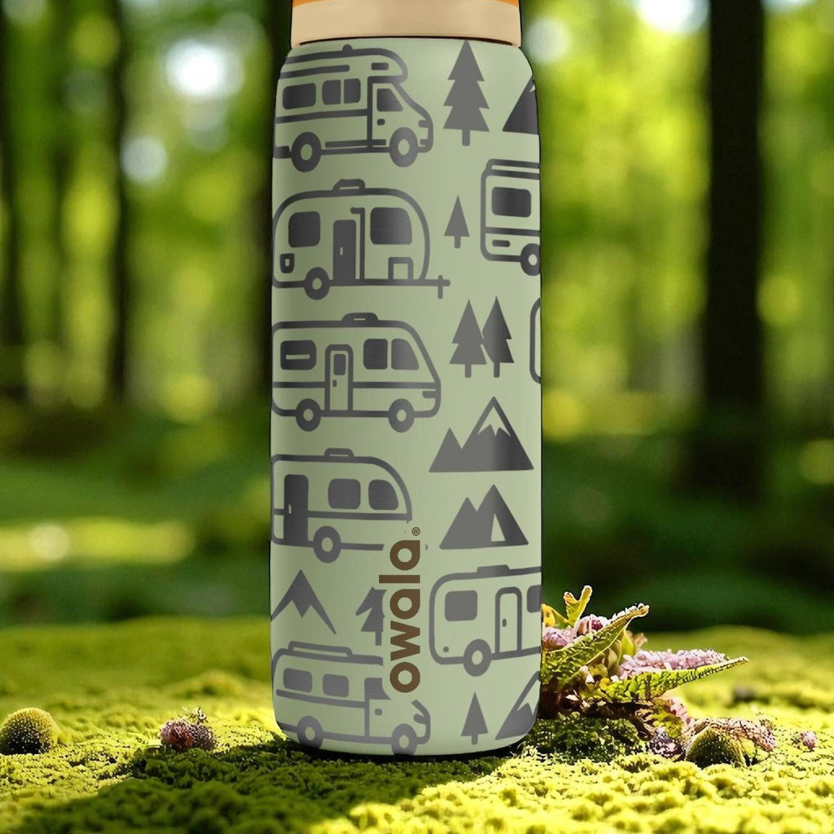 Camper Van Owala Bottle – 16oz 24oz 32oz 40oz Engraved RV Adventure Cup – Camping Gift for Kids – Forest Roadtrip Trave