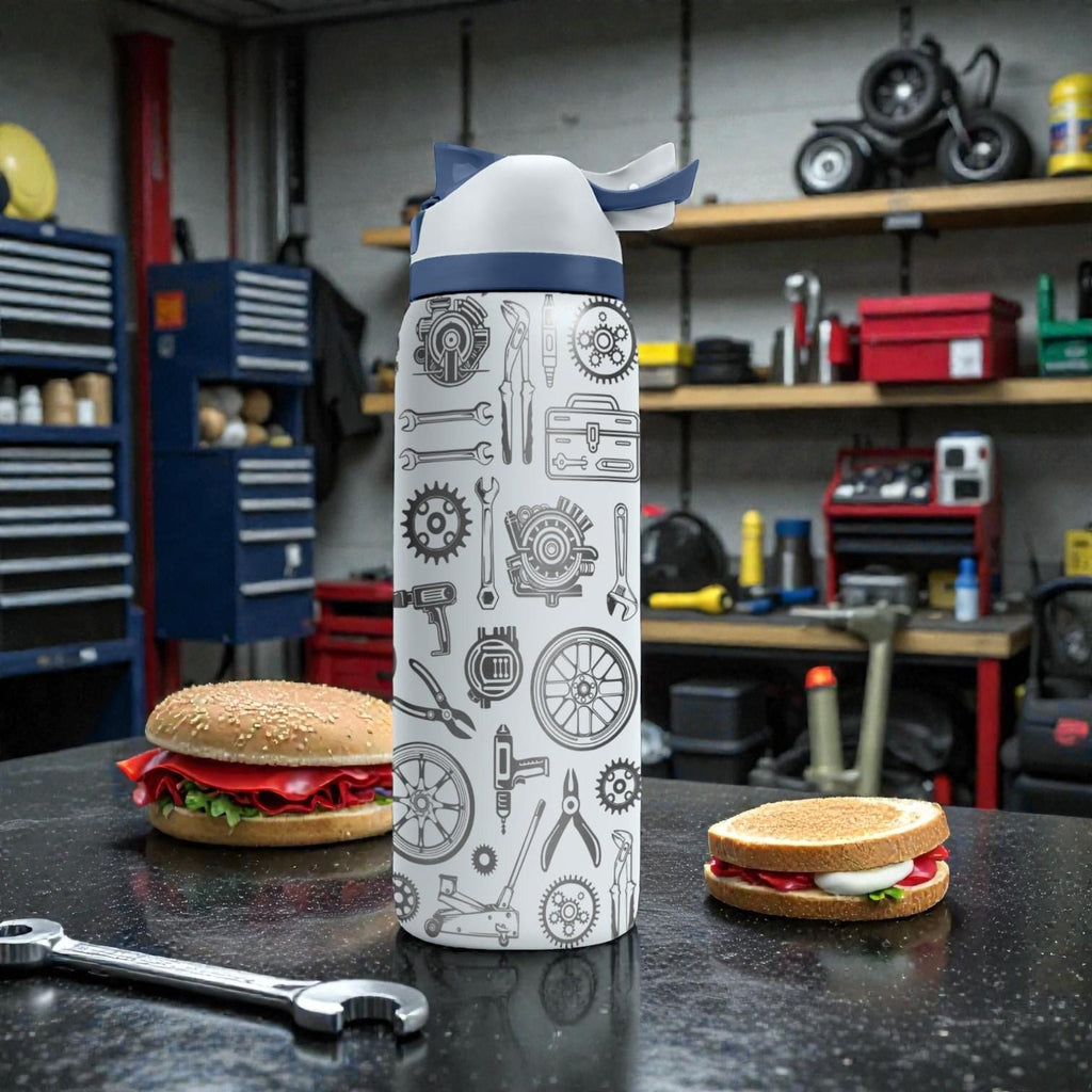 Mechanic Engraved Owala Bottle – Auto Repair Tool Pattern – Car Lover Gift Stainless Steel Cup 16oz 24oz 32oz 40oz  ⸻
