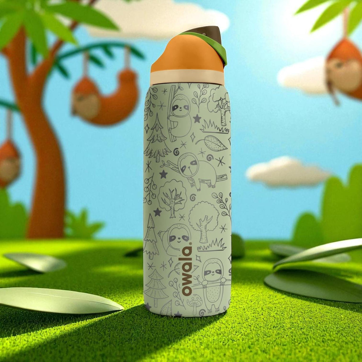 Cute Sloth Engraved Owala Tumbler – 16oz 24oz 32oz 40oz Forest Animal Cup – Gift for Slow Vibe Lovers