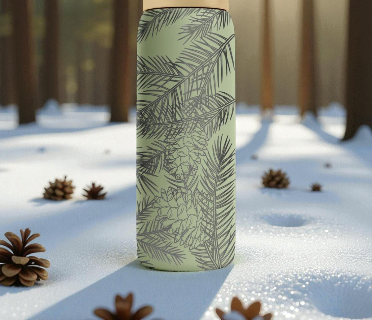 Pinecone Forest Engraved Owala Bottle – Winter Woodland Nature Design – Stainless Steel Cup 16oz 24oz 32oz 40oz  ⸻