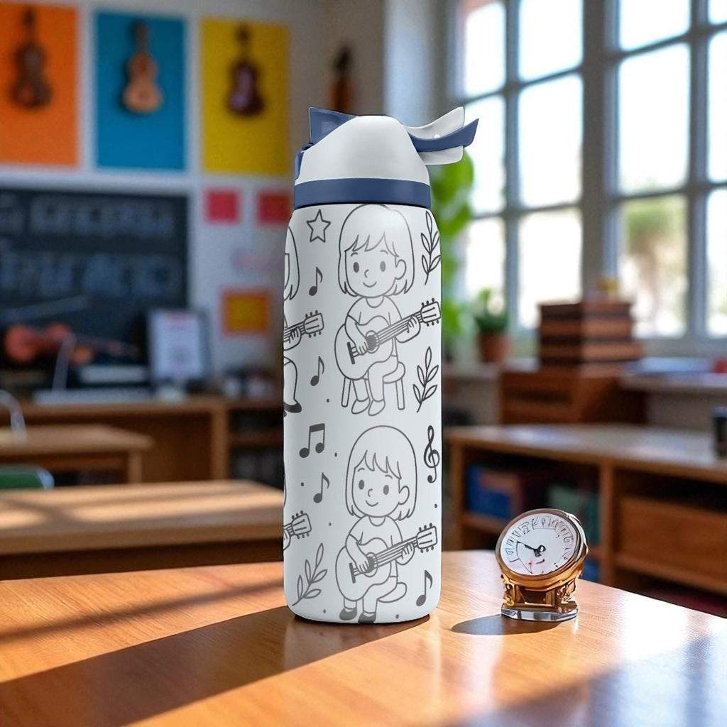 Guitar Kids Owala Bottle – 16oz 24oz 32oz 40oz Engraved Music Theme Cup – Musical Gift for Kids – Cute Guitar Player Drinkware