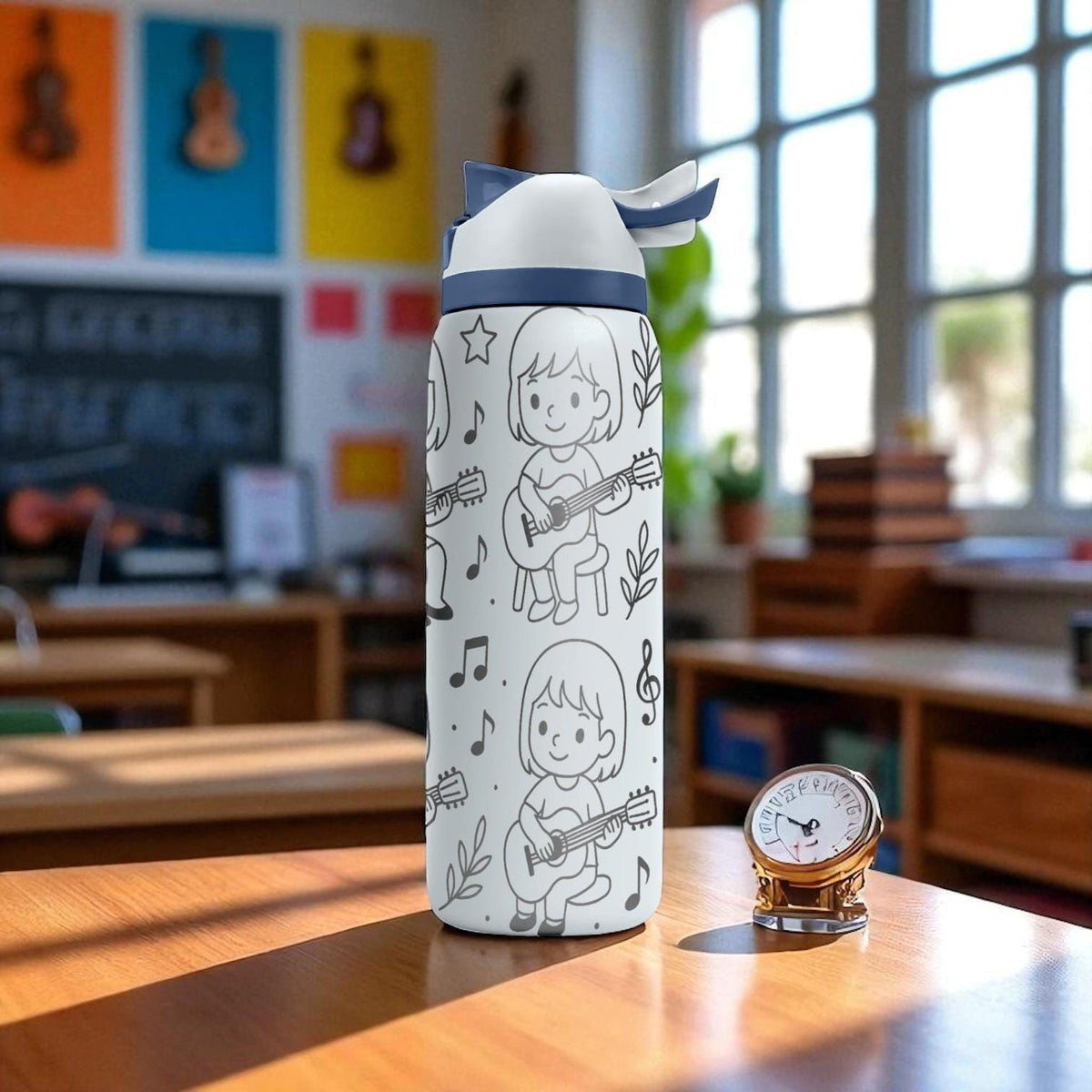Guitar Kids Owala Bottle – 16oz 24oz 32oz 40oz Engraved Music Theme Cup – Musical Gift for Kids – Cute Guitar Player Drinkware