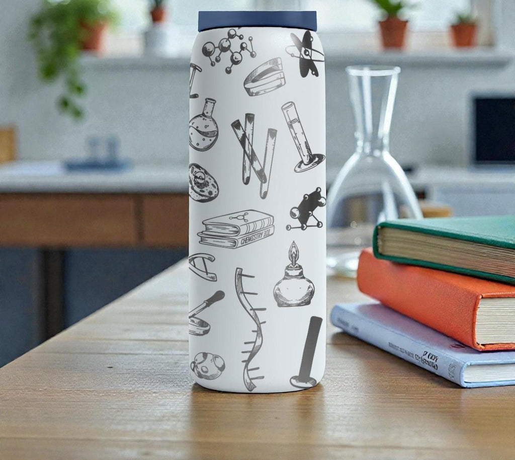 Science Biology Engraved Owala Bottle – Microscope, DNA & Lab Tools Pattern – STEM Gift Stainless Cup 16oz 24oz 32oz 40oz  ⸻