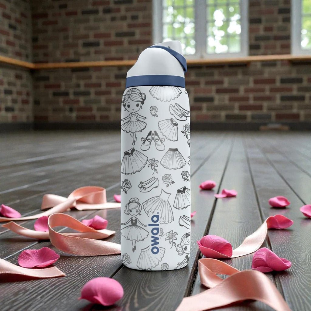 Ballet Engraved Owala Bottle – Ballerina Tutu and Dance Pattern – Dancer Gift Stainless Steel Cup 16oz 24oz 32oz 40oz  ⸻