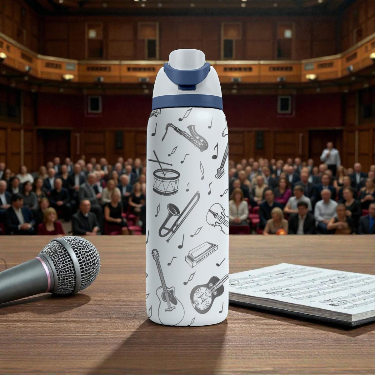 Music Instruments Engraved Owala Bottle – Band & Orchestra Pattern – Musician Gift Stainless Steel Cup 16oz 24oz 32oz 40oz  ⸻
