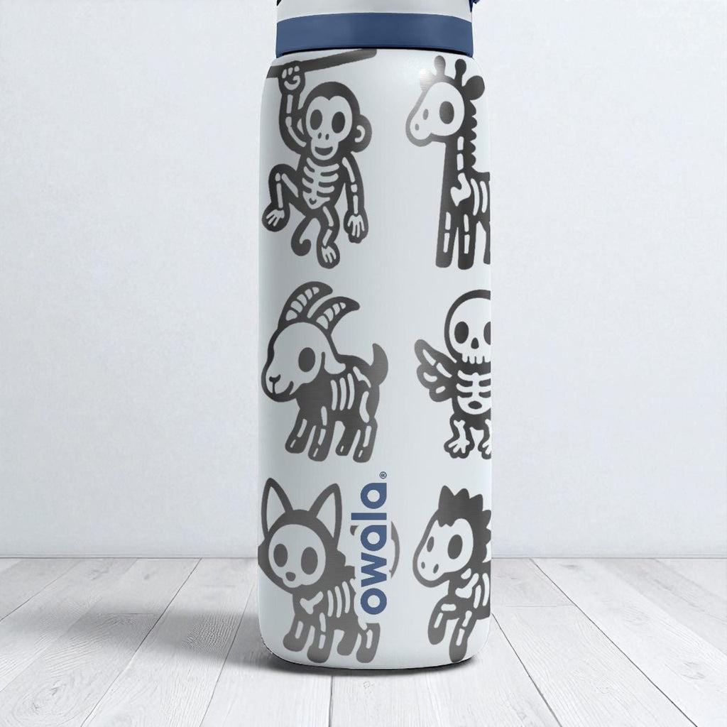 Skeleton Animals Owala Bottle – Engraved Spooky Wrap Design – Stainless Steel Cup 16oz 24oz 32oz 40oz