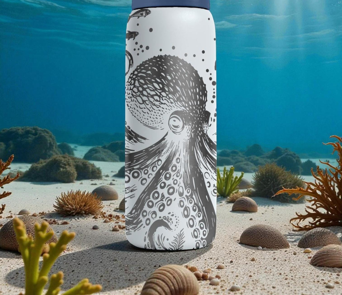 Octopus Engraved Owala Bottle – Ocean Tentacles & Sea Life Design – Marine Lover Gift Stainless Cup 16oz 24oz 32oz 40oz  ⸻