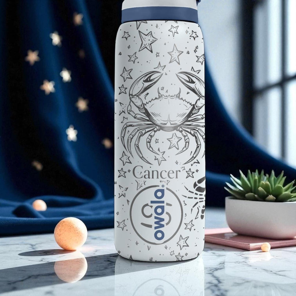 Cancer Zodiac Owala Bottle – 16oz 24oz 32oz 40oz Engraved Water Bottle Gift – Astrology Crab Sign Cup for Her or Him – July Birthday