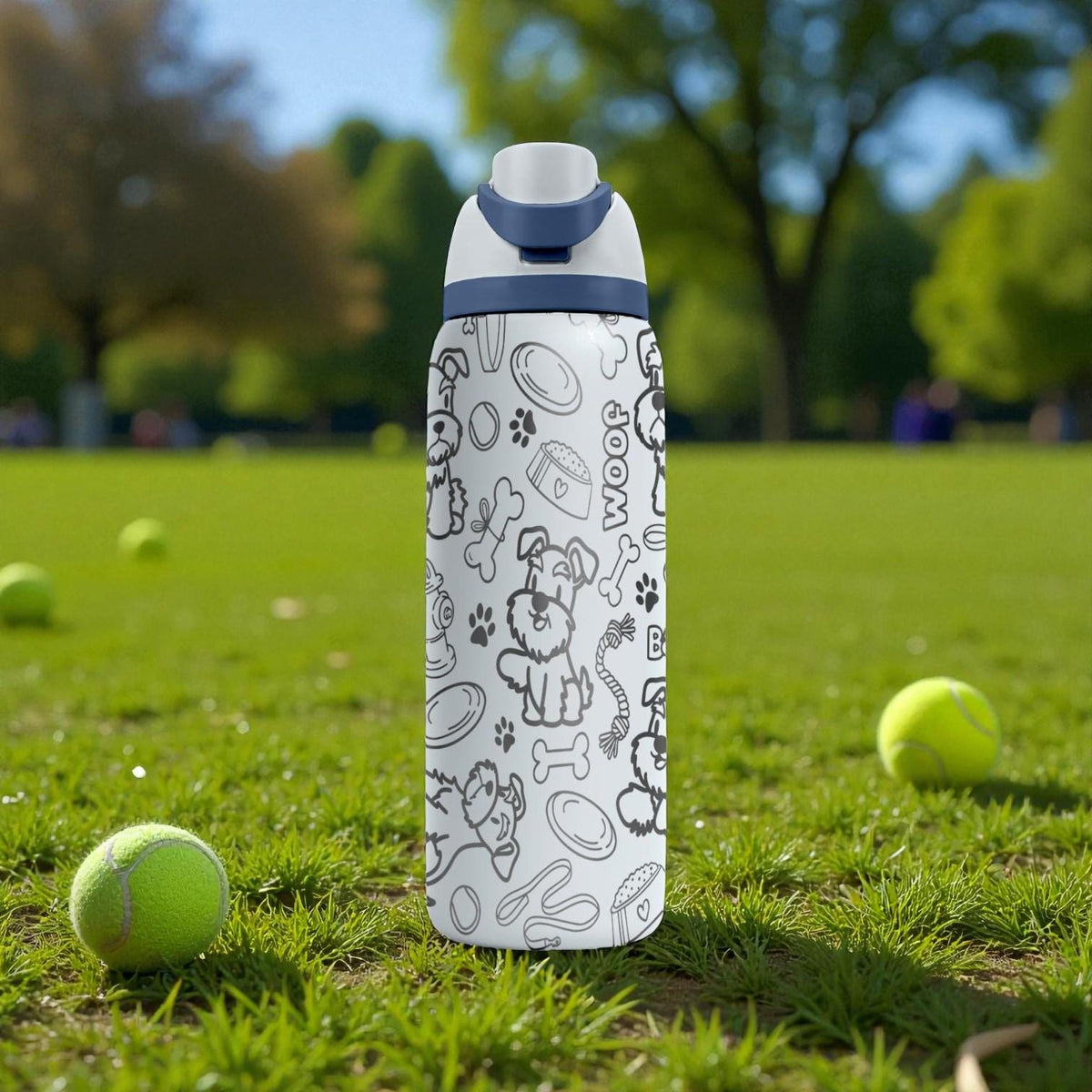 Schnauzer Dog Lover Engraved Owala Bottle – Cute Pup, Bones & Paw Print Pattern – Pet Owner Gift Stainless Cup 16oz 24oz 32oz 40oz  ⸻