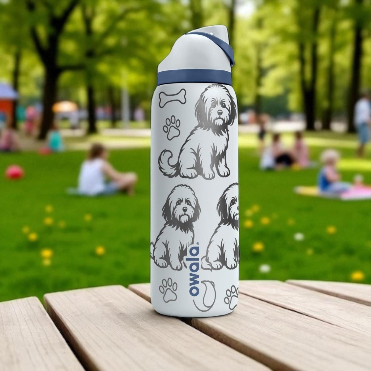 Havanese Dog Engraved Owala Bottle – Cute Fluffy Dog Gift for Pet Lovers – 16oz 24oz 32oz 40oz Personalized Water Bottle