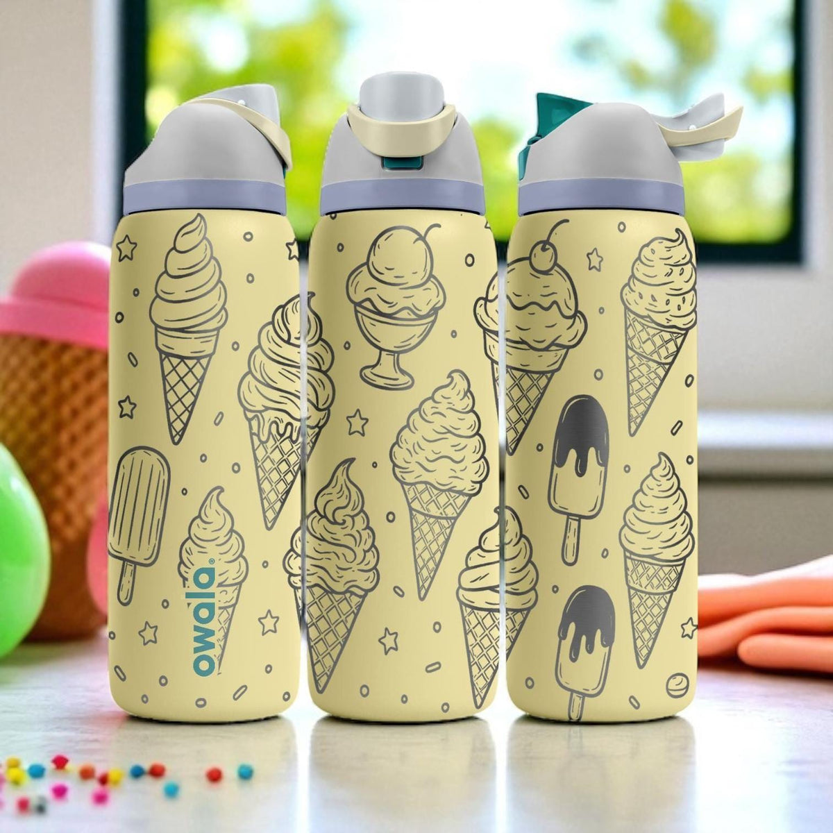 Ice Cream Engraved Tumbler – 16oz 24oz 32oz 40oz – Summer Treat Cup – Cute Dessert Owala Bottle – Sweet Gift for Her or Kids