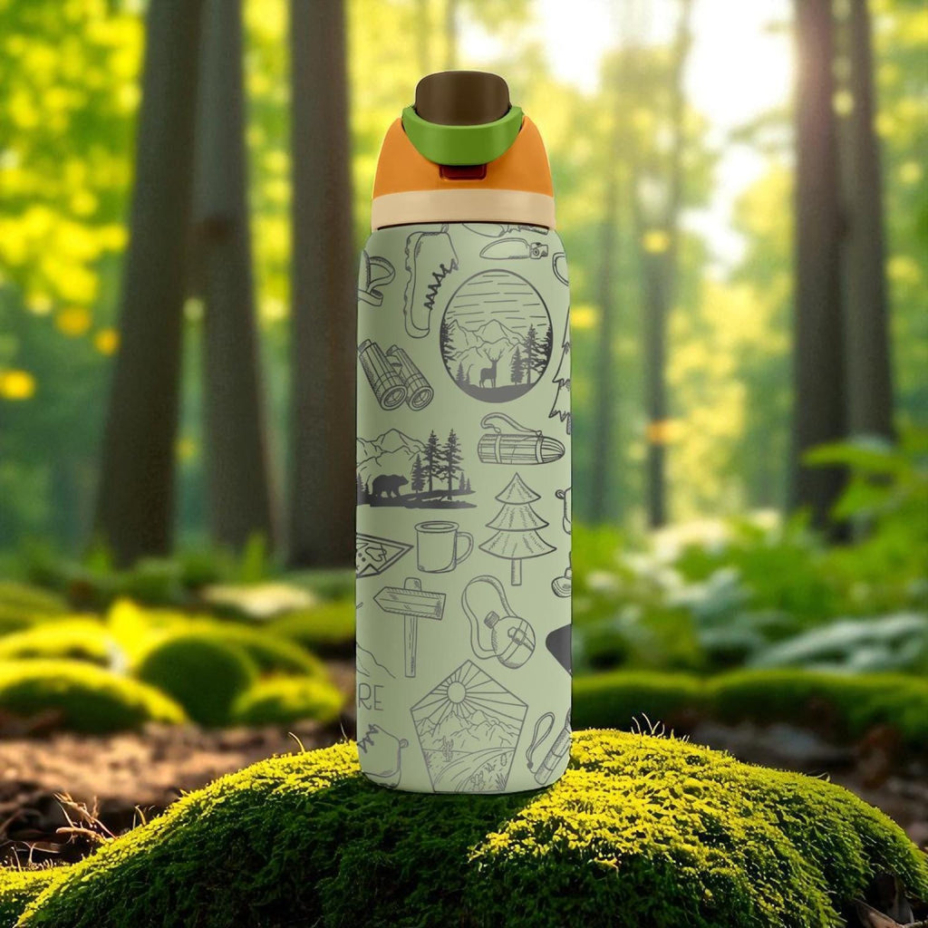 Engraved Adventure Tumbler – Owala Water Bottle for Hiking and Camping – Mountain Nature Design – 16oz 24oz 32oz 40oz