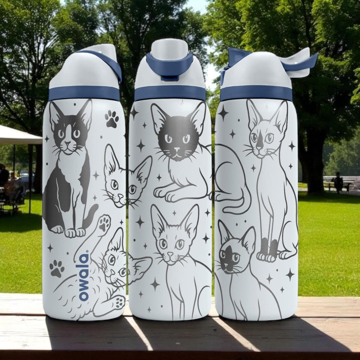 Devon Rex Owala Bottle – Cute Engraved Cat Lover Water Bottle – Curly Kitten Custom Gift for Pet Moms – 16oz 24oz 32oz 40oz