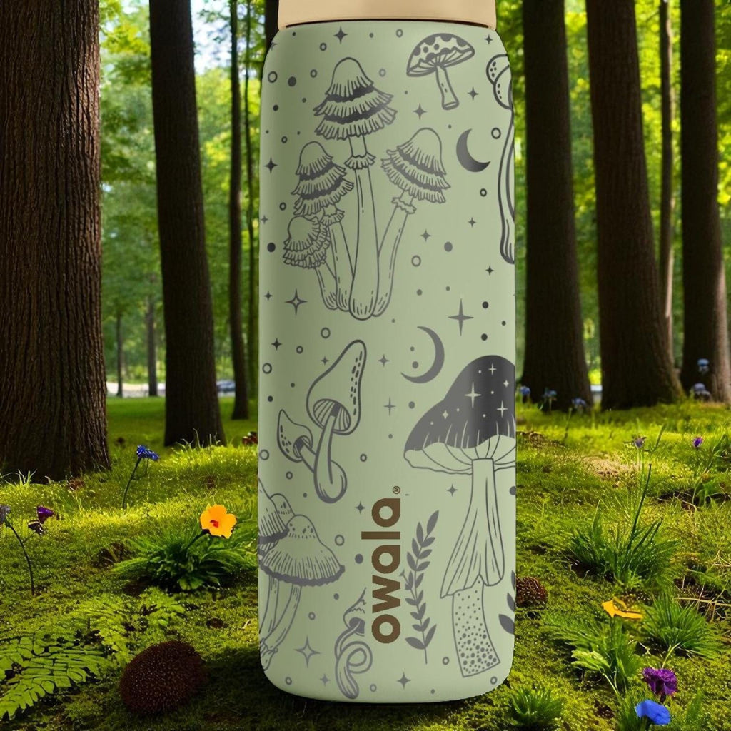 Mushroom Forest Engraved Owala Tumbler – Magical Nature Cup 40oz 32oz 24oz – Fungi Aesthetic Gift for Hiker or Witchy Friend