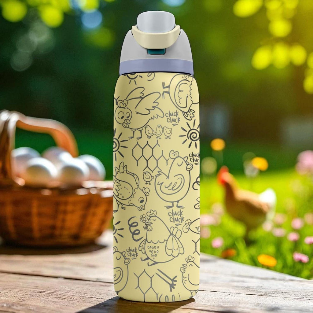 Engraved Chicken Owala Bottle – Funny Farm Animal Tumbler with Hens and Chicks – 16oz 24oz 32oz 40oz