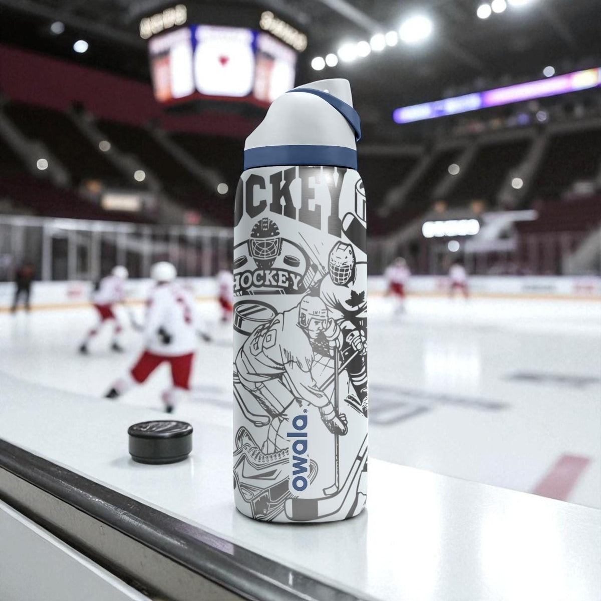 Hockey Engraved Owala Bottle – Personalized Player Wrap Design – Stainless Steel Sports Cup 16oz 24oz 32oz 40oz