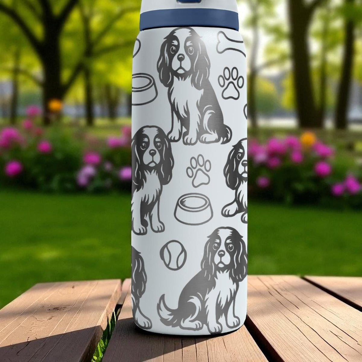 Cavalier King Charles Engraved Owala Bottle – Dog Gift for Spaniel Lovers – 16oz 24oz 32oz 40oz Personalized Water Bottle