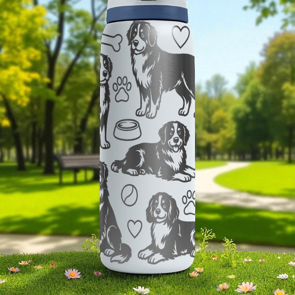 Bernese Mountain Dog Owala Bottle – 16oz 24oz 32oz 40oz – Engraved Gift for Dog Lovers – Gentle Giant Pup Stainless Steel Cup
