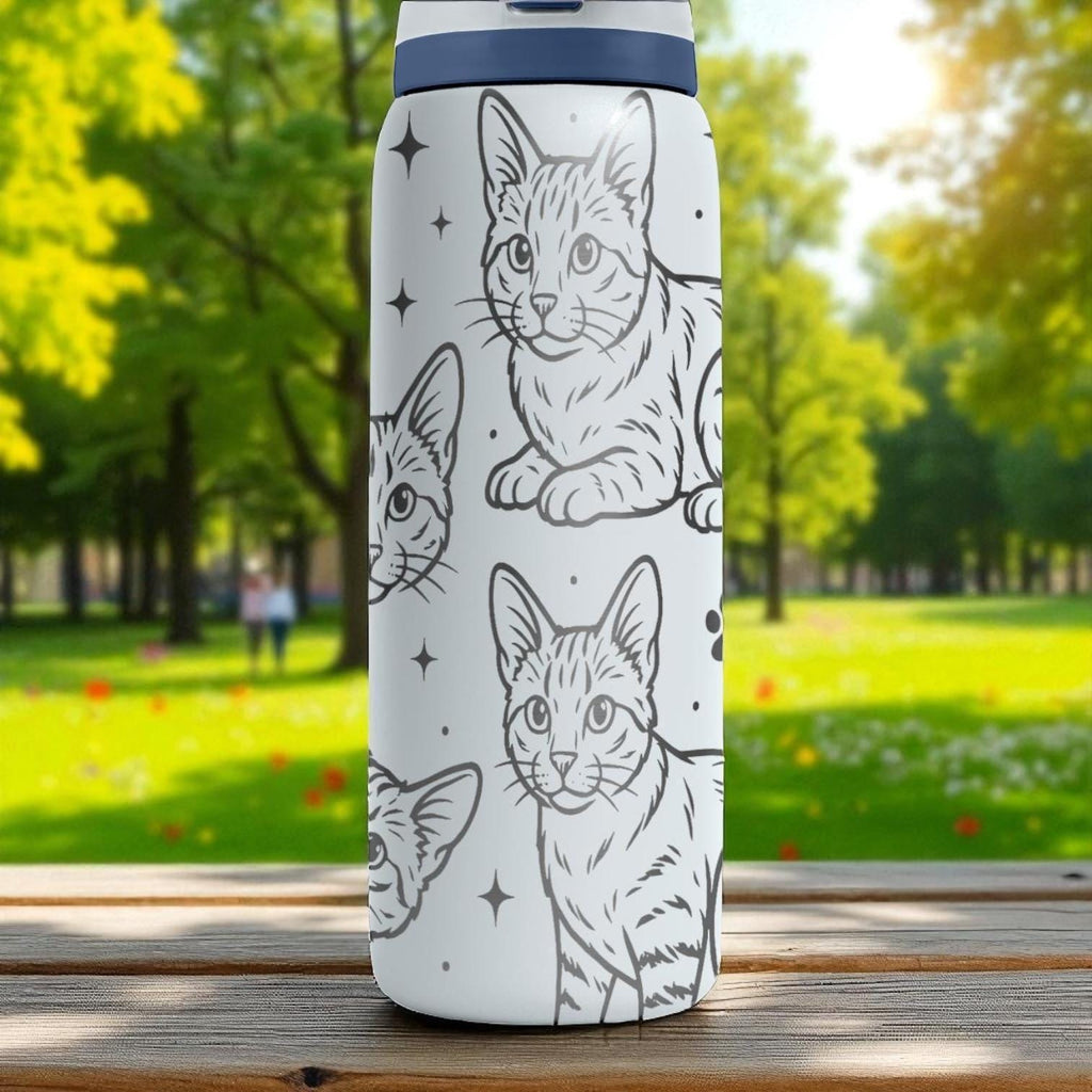Engraved Egyptian Mau Cat Owala Bottle – 16oz 24oz 32oz 40oz – Spotted Cat Lover Gift, Pet Water Tumbler