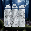 Floral Skull Engraved Owala Bottle – Gothic Rose & Skull Art – Dark Aesthetic Stainless Cup 16oz 24oz 32oz 40oz  ⸻
