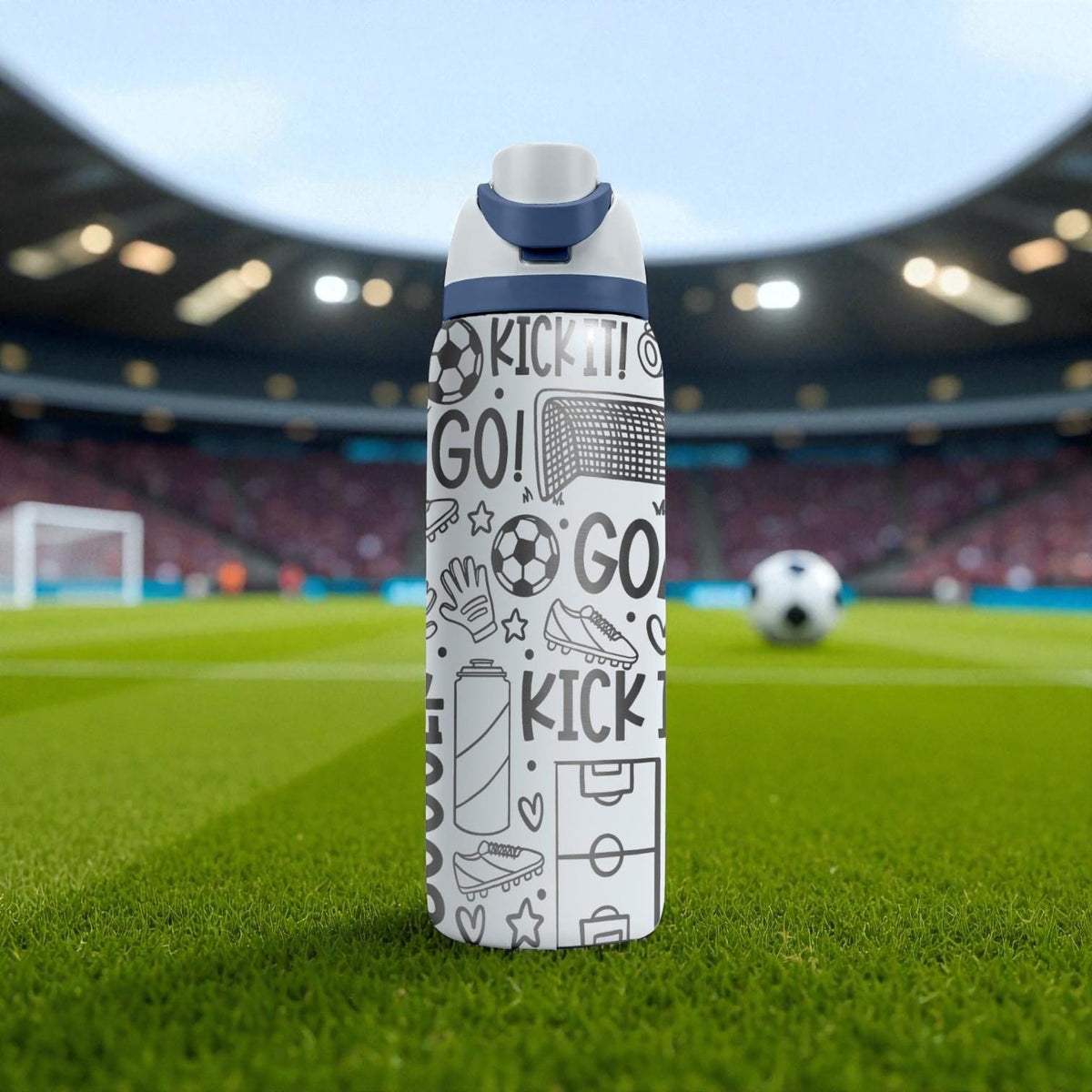 Soccer Engraved Owala Bottle – Goal, Kick, and Sports Pattern – Soccer Player Gift Stainless Cup 16oz 24oz 32oz 40oz  ⸻