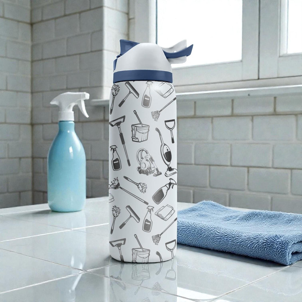 Cleaning Service Engraved Owala Bottle – Maid & Housekeeping Tools Pattern – Professional Cleaner Stainless Steel Cup 16oz 24oz 32oz 40oz  ⸻