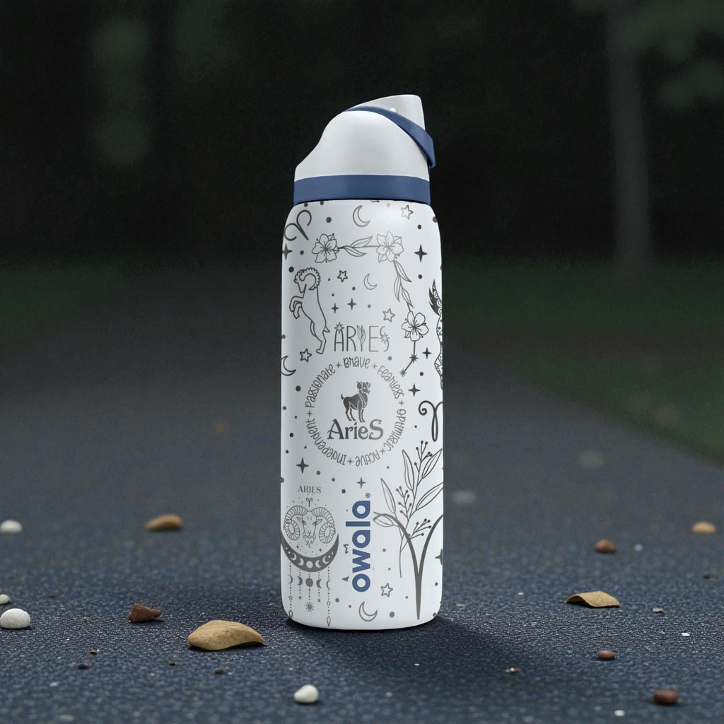 Aries Engraved Owala Bottle – Zodiac Ram Constellation Design – Astrology Gift Stainless Cup 16oz 24oz 32oz 40oz  ⸻